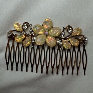 Vintage Gold French Hair Side Comb Clip With Teeth Flowers